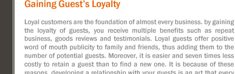 Gaining Guest’s Loyalty