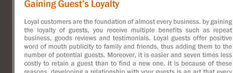 Gaining Guest’s Loyalty