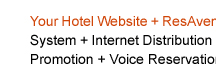 Your Hotel Website + ResAvenue = Internet Booking Engine + Payment Gateway + Global Distribution System + Internet Distribution System + Global Agent Commission Payment System + Search Engine Promotion + Voice Reservation Services = 100% Occupancy