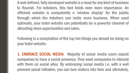 Top 10 eCommerce initiatives (tips) for Hotel Websites 