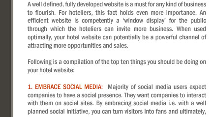 Top 10 eCommerce initiatives (tips) for Hotel Websites 