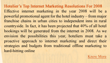 Hotelier's Top Internet Marketing Resolutions For 2008