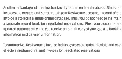 Invoice Effortless for Negotiated Group Reservations