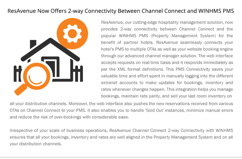 ResAvenue Now Offers 2-way Connectivity Between Channel Connect and WINHMS PMS