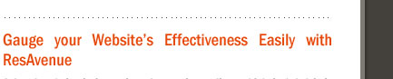 Gauge your Website’s Effectiveness Easily with ResAvenue