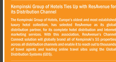 Kempinski Group of Hotels Ties Up with ResAvenue for its Distribution Channel