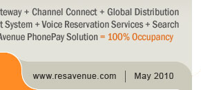 Your Hotel Website + ResAvenue = Website Booking Engine + Payment Gateway + Channel Connect + Global Distribution System + Internet Distribution System + Global Agent Commission Payment System + Voice Reservation Services + Search Engine Marketing + Virtual Reality Solution + Travel Referal Services + ResAvenue PhonePay Solution = 100% Occupancy