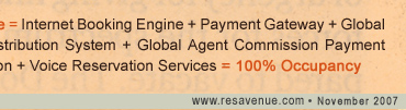 Internet Booking Engine, Payment Gateway, Global Distribution System, Internet Distribution System, Global Agent Commission Payment System, Search Engine Promotion, Voice Reservation Services