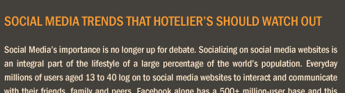 Social Media Trends that Hotelier’s Should Watch Out 
