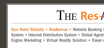 Your Hotel Website + ResAvenue = Website Booking Engine + Payment Gateway + Channel Connect + Global Distribution System + Internet Distribution System + Global Agent Commission Payment System + Voice Reservation Services + Search Engine Marketing + Virtual Reality Solution + Travel referal Services + ResAvenue PhonePay Solution = 100% Occupancy